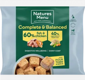 Natures Menu Complete & Balanced Raw 60/40 Fish and Chicken with Vegetables and Brown Rice For Adult Dogs 1kg