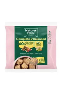 Natures Menu Complete & Balanced Raw 60/40 with Tripe, Chicken Heart, Liver, Salmon, Vegetables and Brown Rice For Adult Dogs 1kg